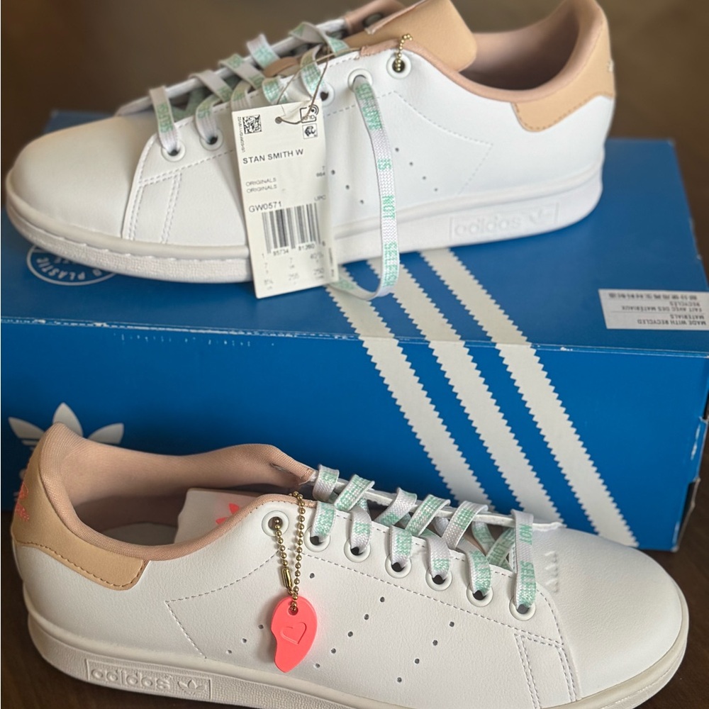 Adidas Stan Smith - Self Love - White and Tan Sneakers (New-Never Worn)